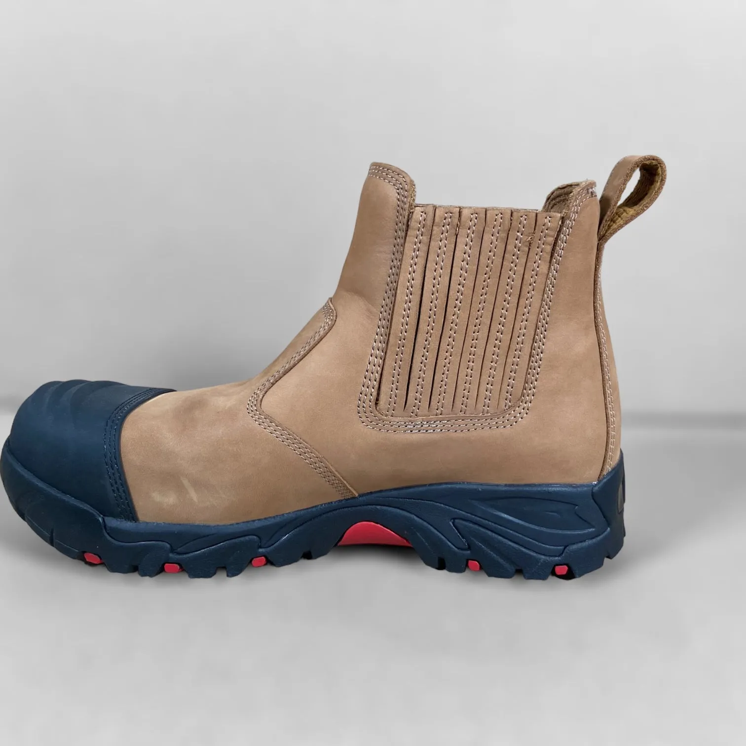 Blue Light Card Tan Slip On Safety Boots   Socks Bundle