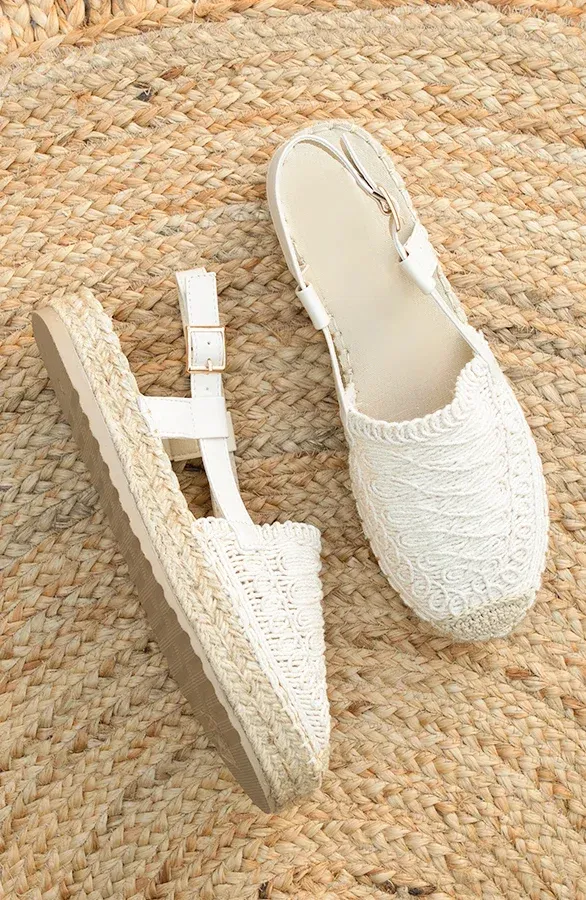Crochet Espadrilles Beige