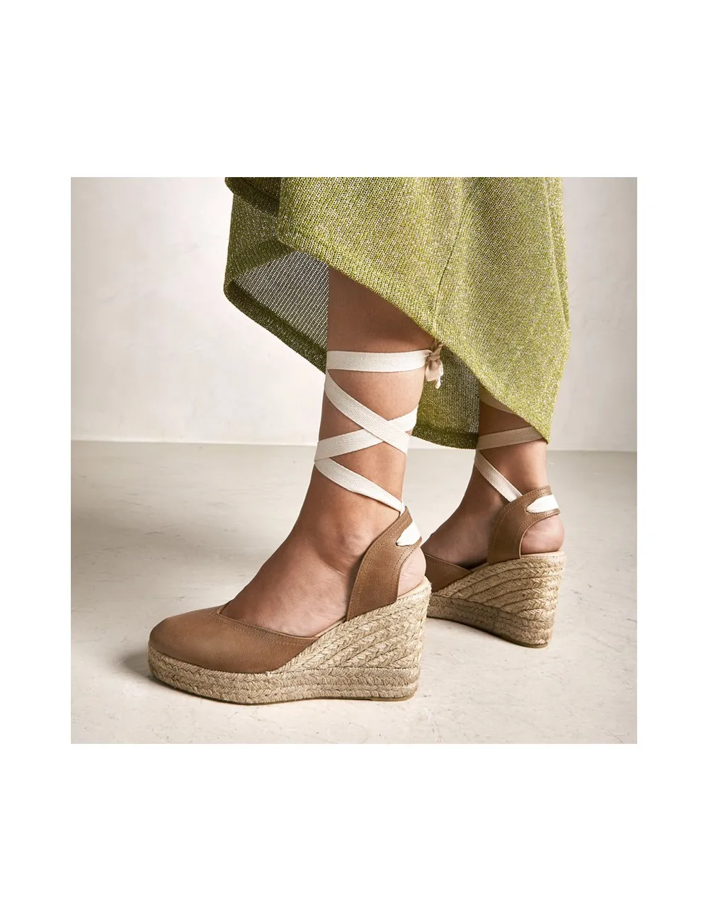 Espadrilles compensées cuir