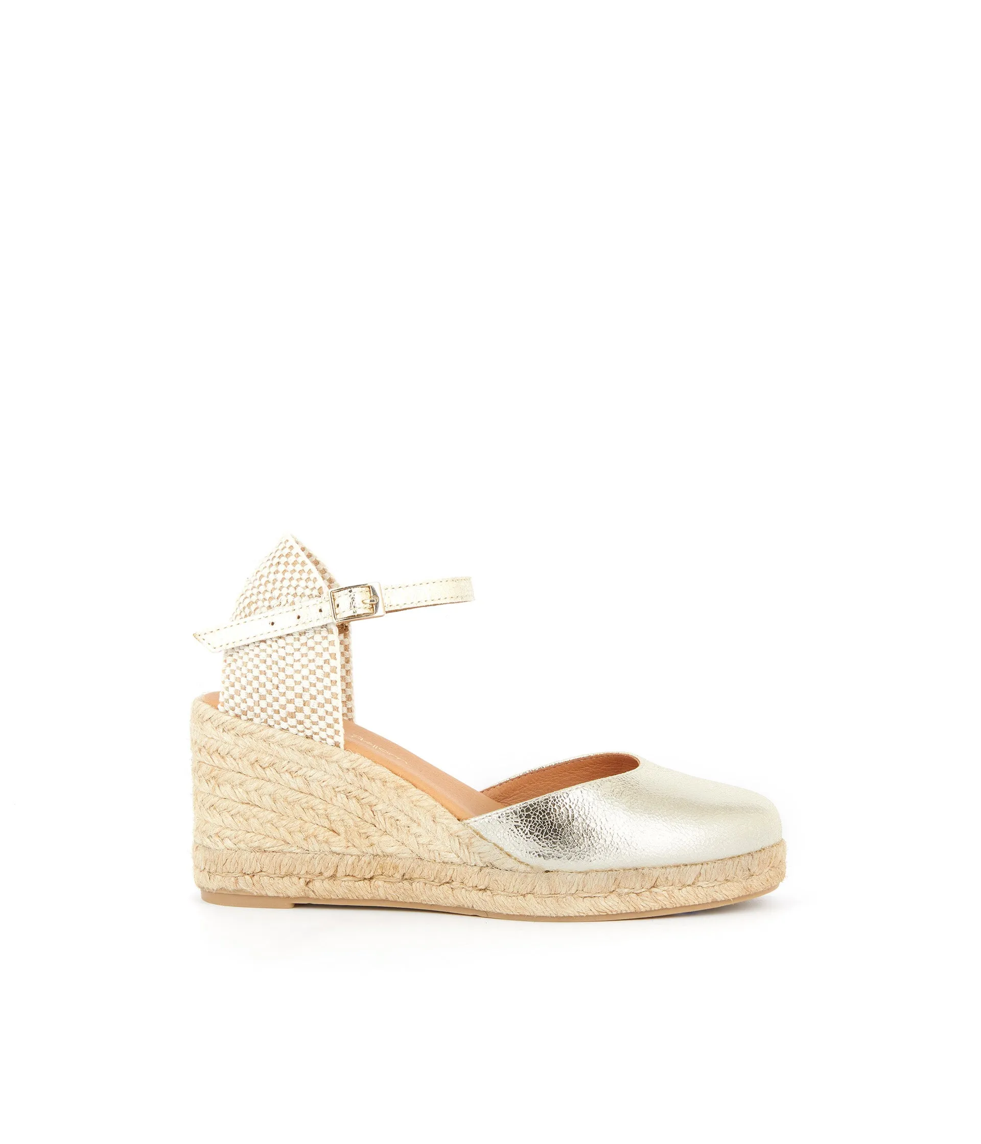 Espadrilles talon compensé doré Estrella