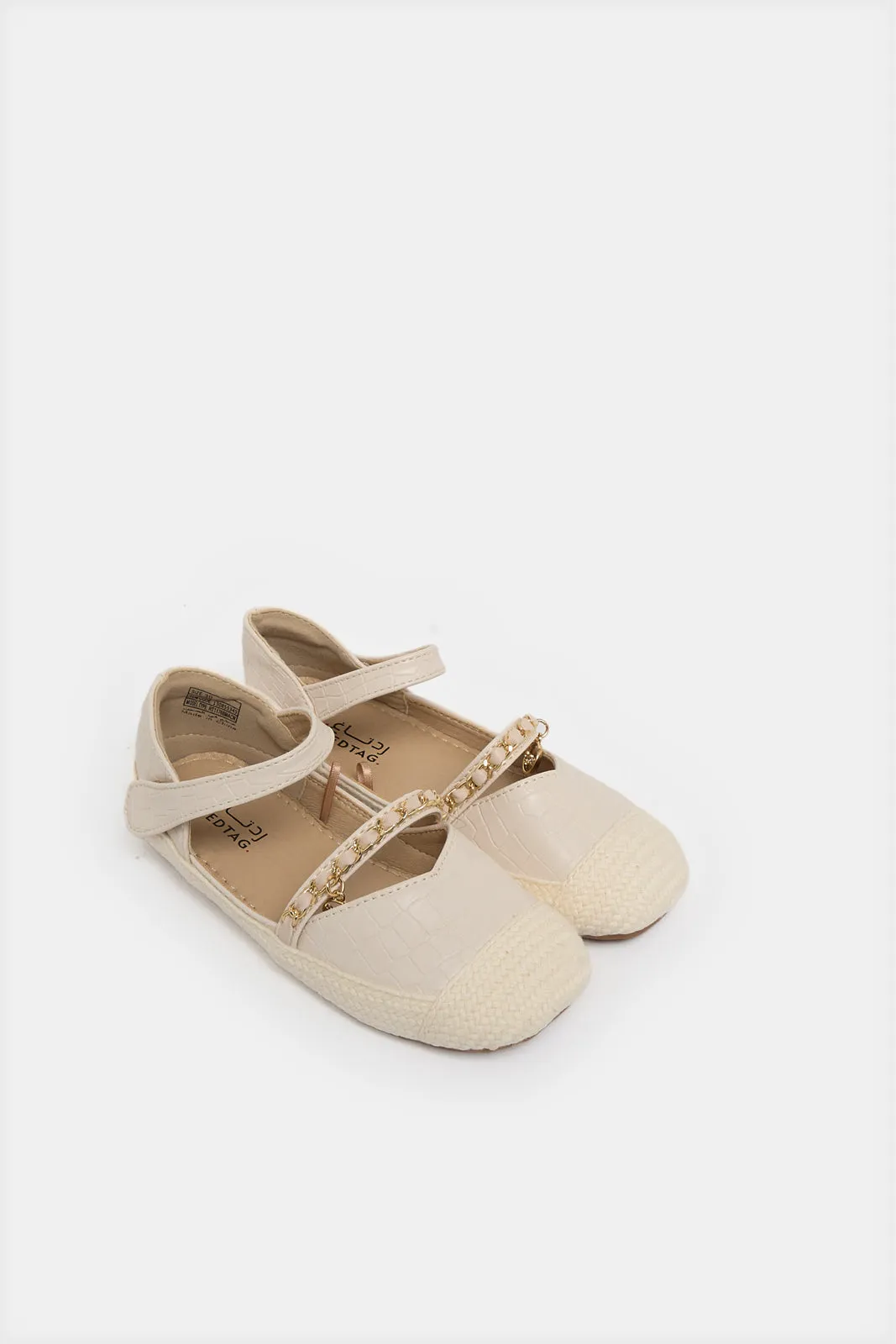 Girls Cream Chain Embellished Espadrille