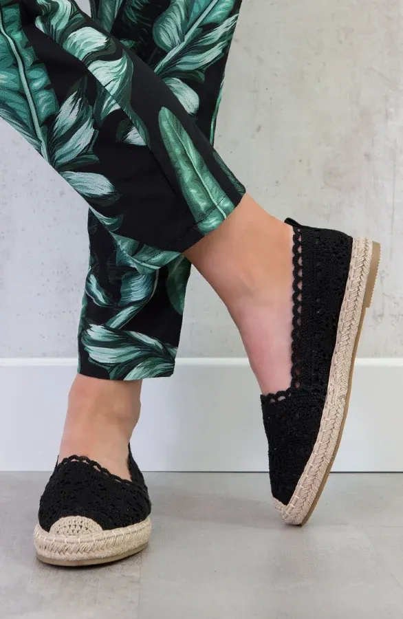 Kanten Espadrilles Zwart