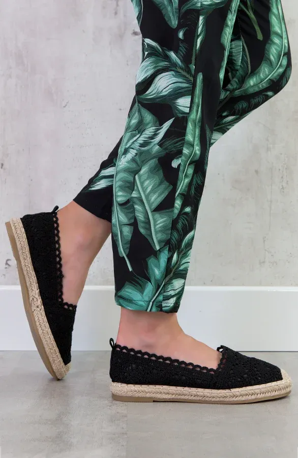 Kanten Espadrilles Zwart
