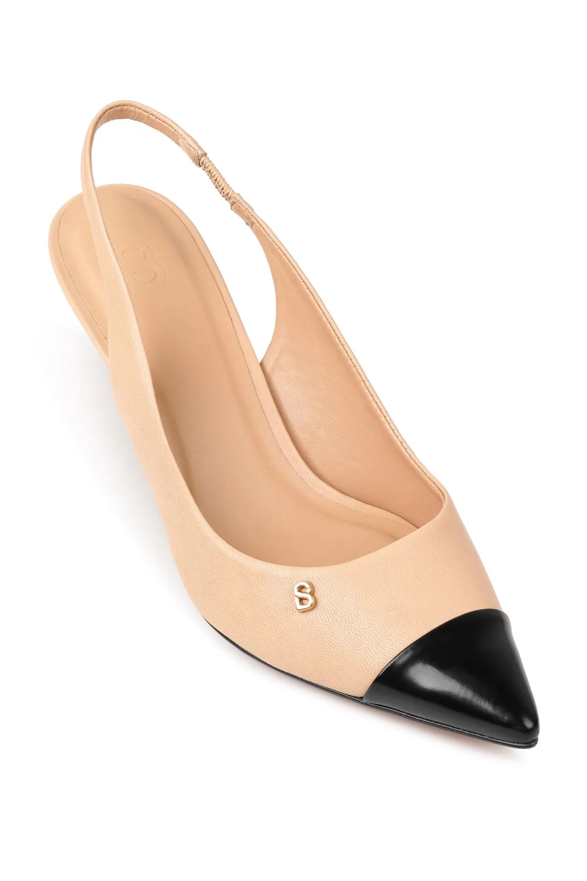 Lena Slingback Heels - Beige