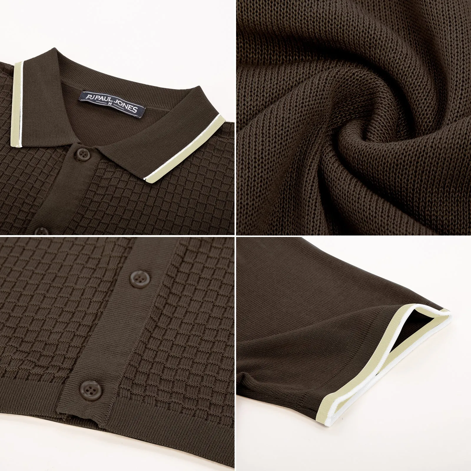 Mens Knitted Polo Cardigans Shirts Quarter Zip Polo T Shirt