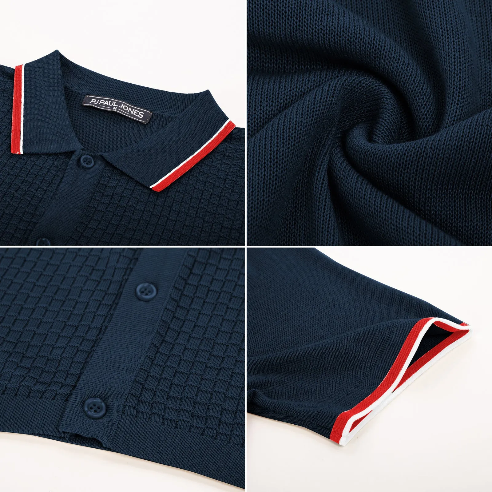 Mens Knitted Polo Cardigans Shirts Quarter Zip Polo T Shirt