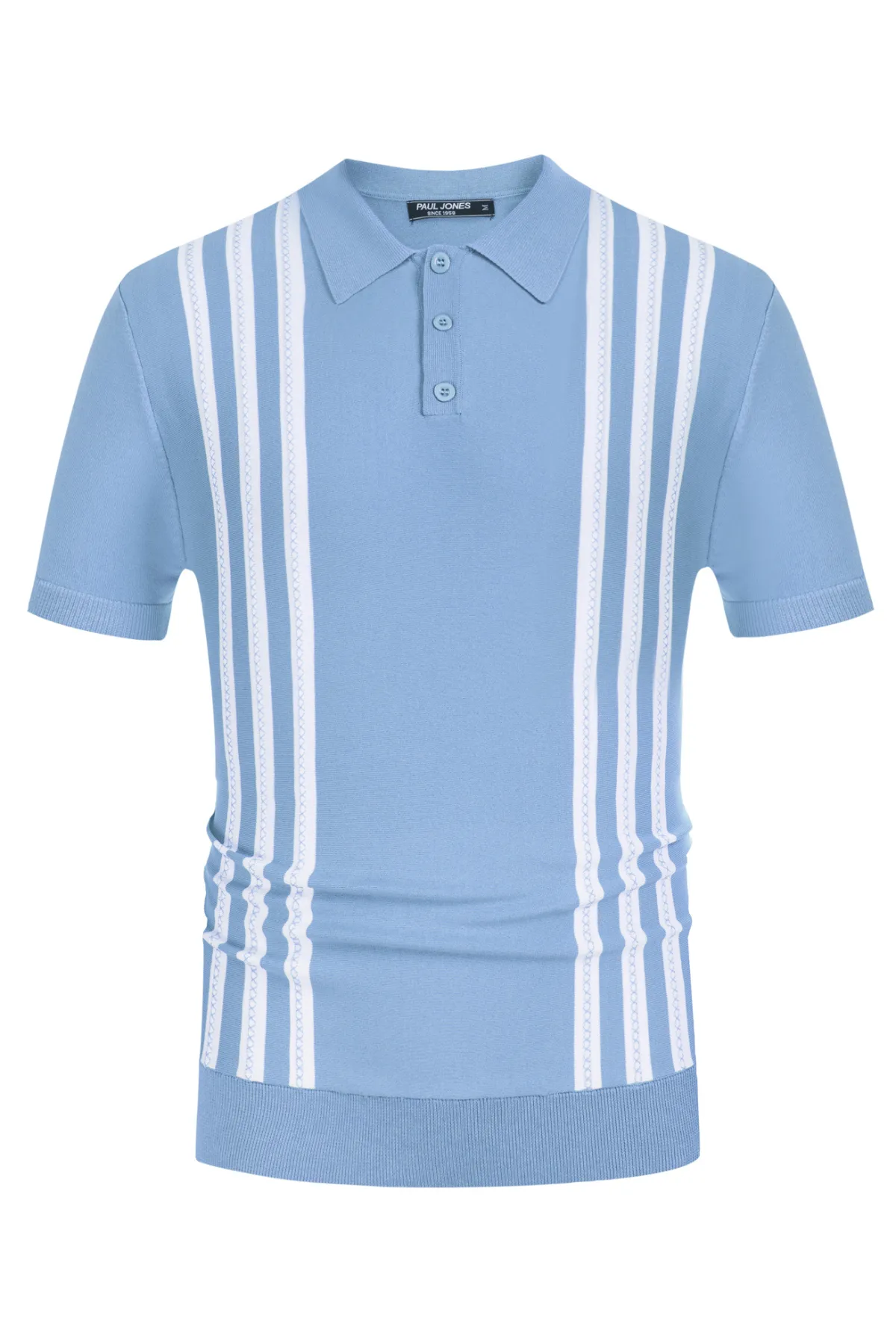 Men's Vintage Stripe Knitted Polo Pullover Shirts Short Sleeve Golf Knit Mens Polo Shirt