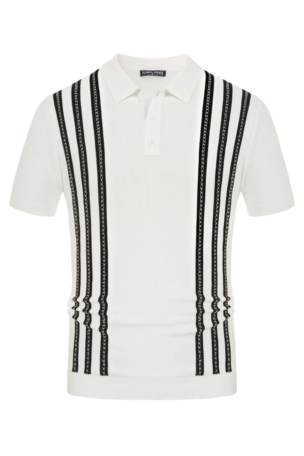 Men's Vintage Stripe Knitted Polo Pullover Shirts Short Sleeve Golf Knit Mens Polo Shirt