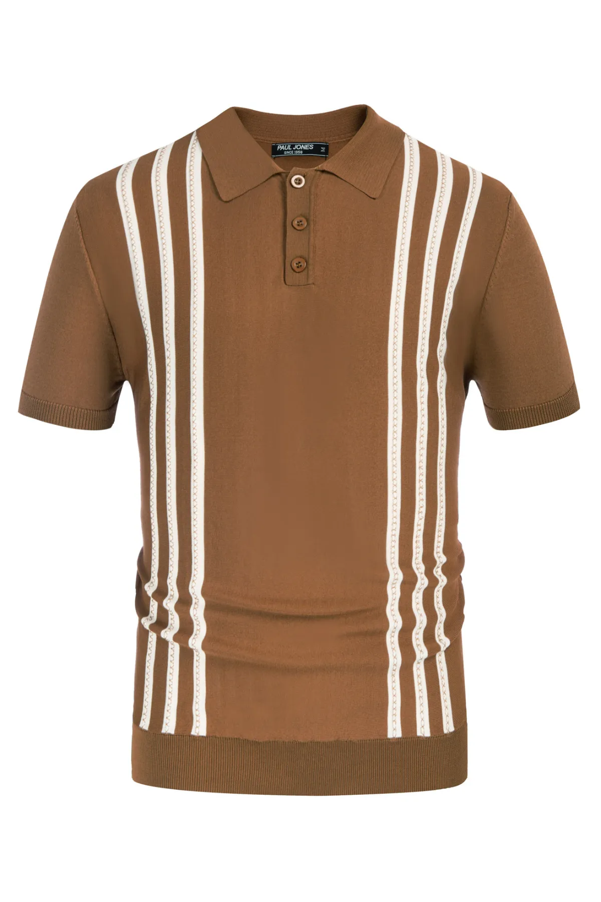 Men's Vintage Stripe Knitted Polo Pullover Shirts Short Sleeve Golf Knit Mens Polo Shirt
