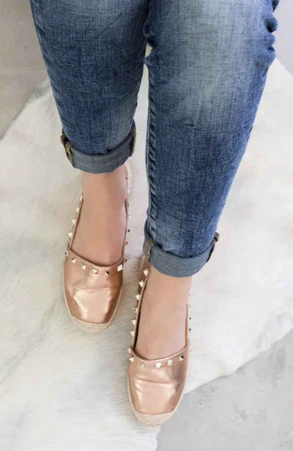 Metallic Studs Espadrilles Brons