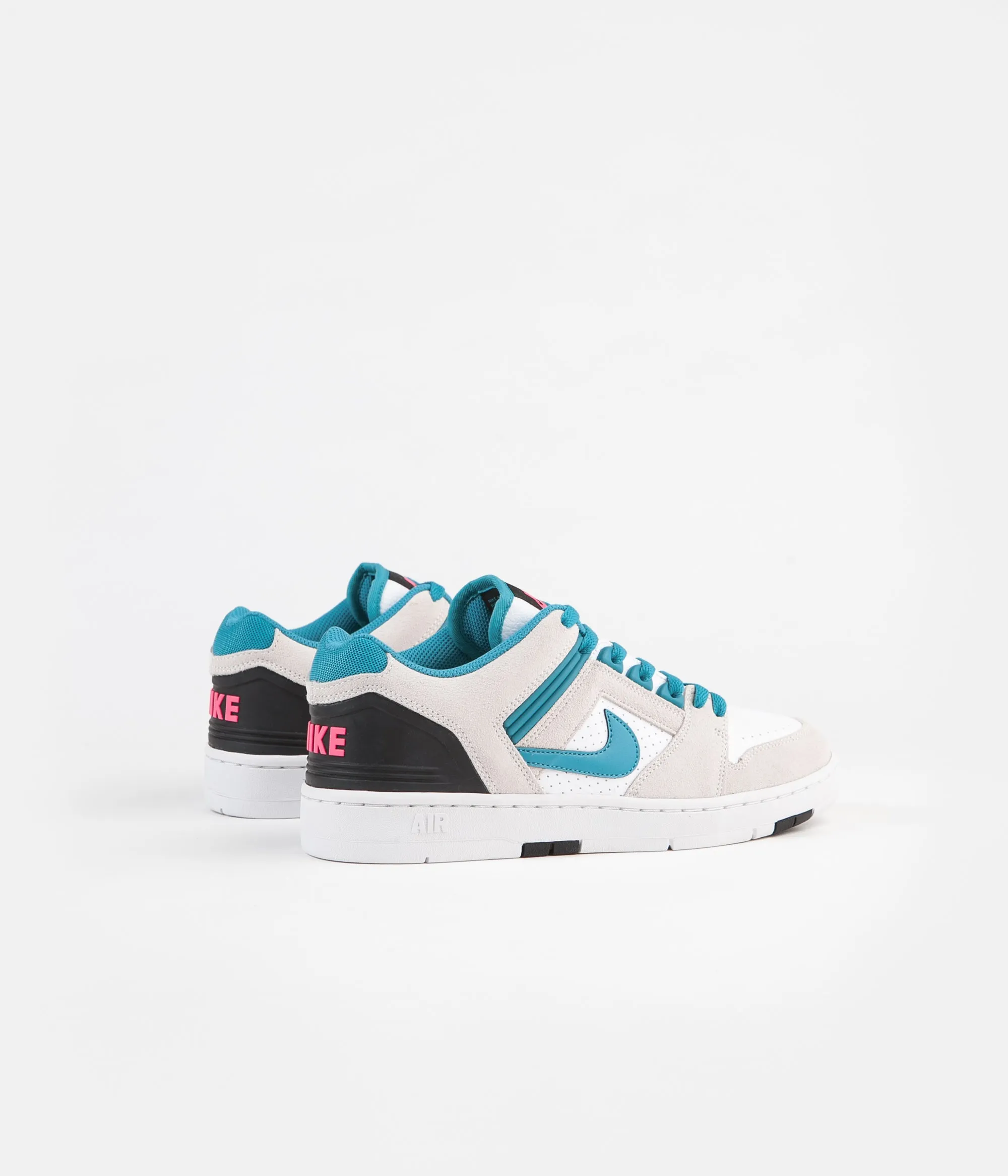 Nike SB Air Force II Low Shoes - White / Teal Nebula - Black - Pink Flash