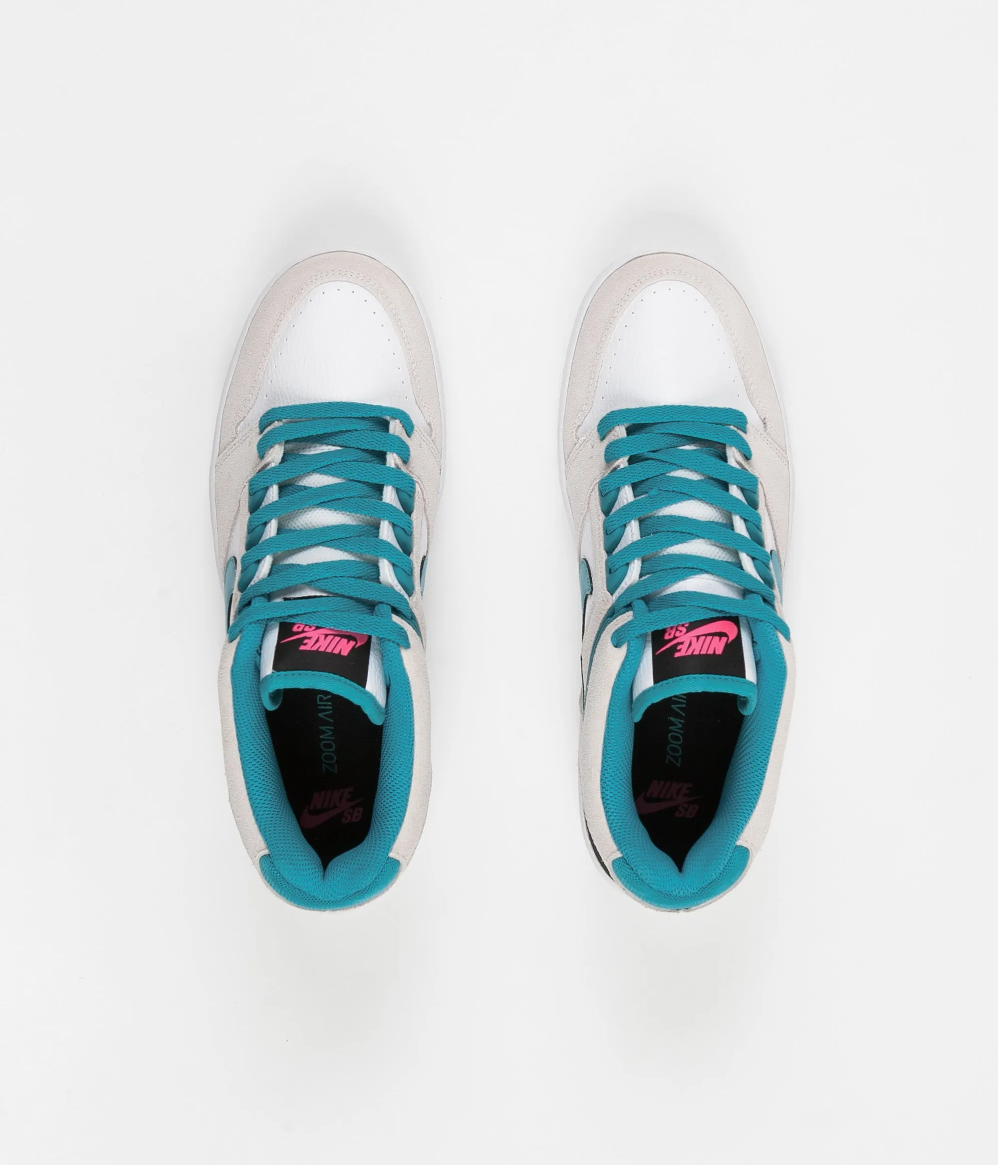Nike SB Air Force II Low Shoes - White / Teal Nebula - Black - Pink Flash