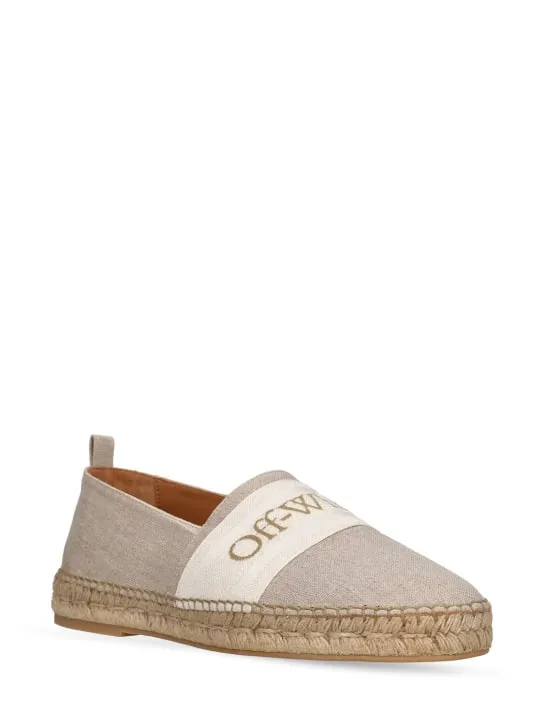 Off-White   Bookish linen &amp; cotton espadrilles 