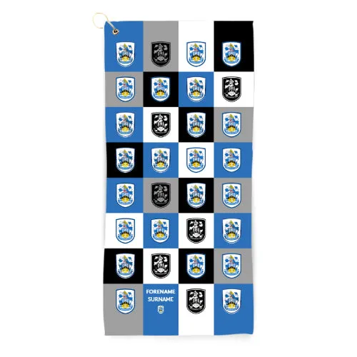 Personalised Huddersfield Town Chequered Golf Towel