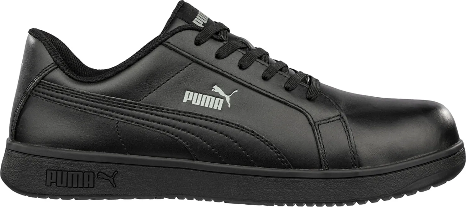 Puma Safety Mens Iconic Low ASTM SD Black Leather Work Shoes