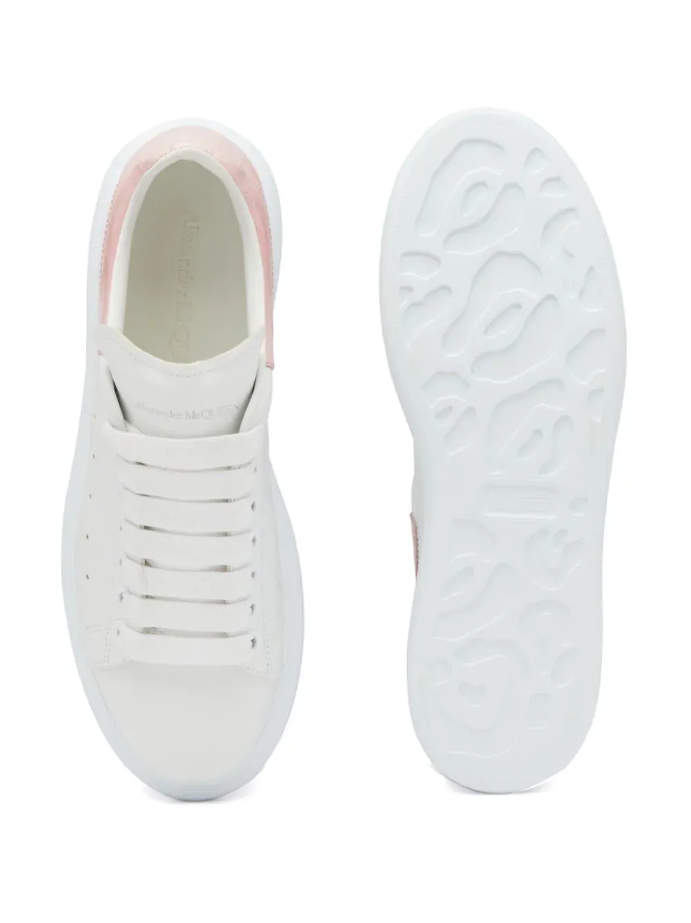 Sneakers Alexander McQueen Oversized Croco alb/roz