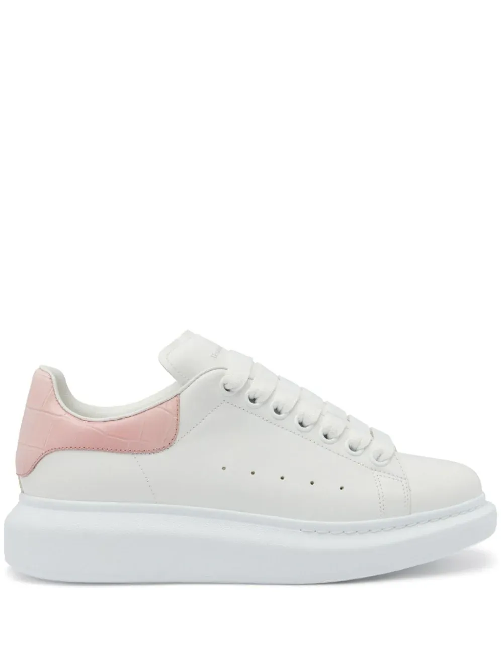 Sneakers Alexander McQueen Oversized Croco alb/roz