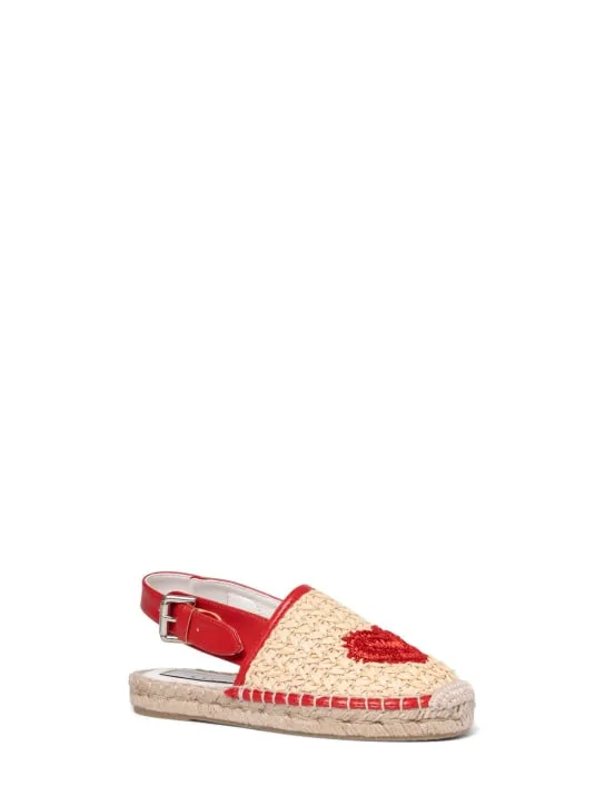Stella McCartney Kids   Raffia espadrilles w/lace 